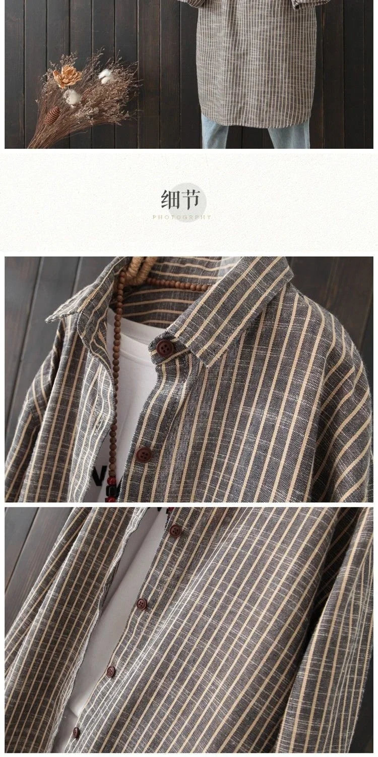 Blouse Women  Loose Cotton-Linen Shirt Women's Long Coat Shirt Blusas Ropa De Mujer