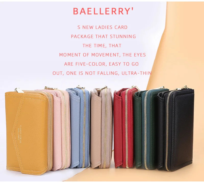 Baellerry Women Wallets Fashion Medium Women's Leather Wallet Top Quality Card Holder Black Coin Purses Green Wallets for Women