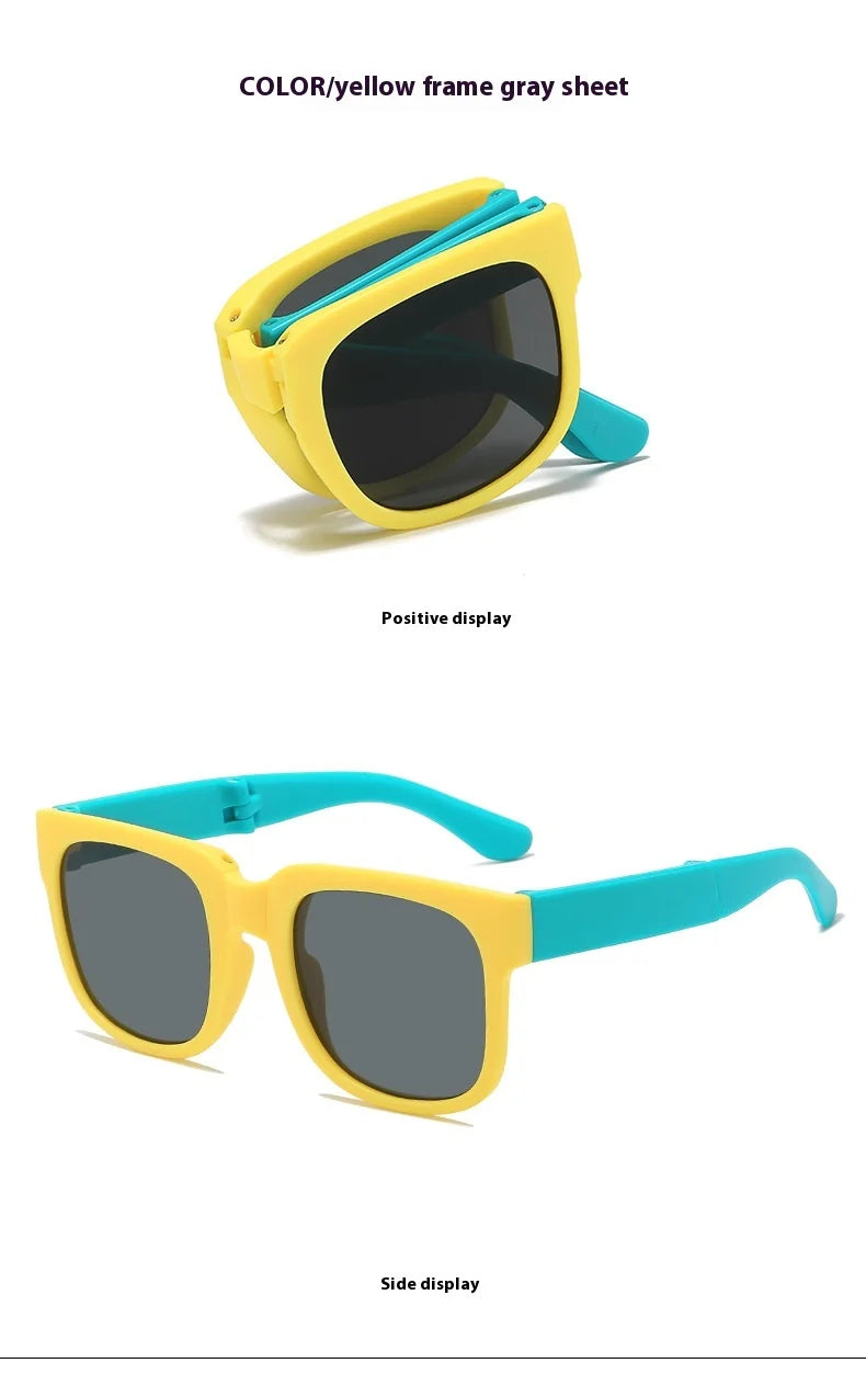 Folding Fashionable UV Resistant Baby Sunglasses New Box Art Children's Glasses Trend