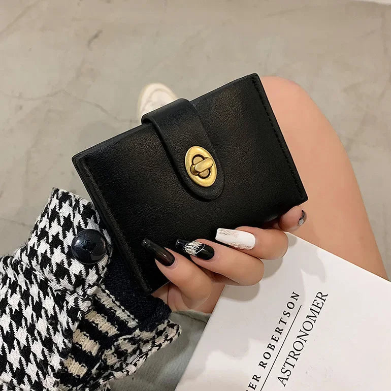 Women's Short Wallet Black Brown Minimalist Versatile Compact Card Bags Coin Purse Money Wallet Monedero Mujer Billetera 지갑