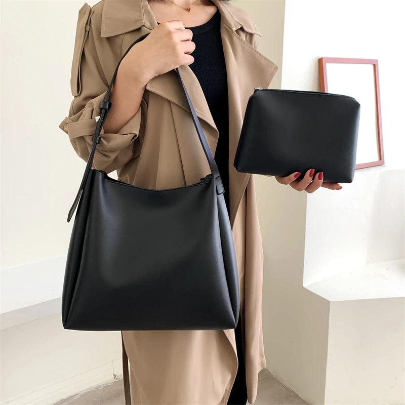 LEFTSIDE Fashion Leather Tote Bag For Women 2023 Tend Female Simple Large High Capacity Shoulder Side Bag Handbags And Purses