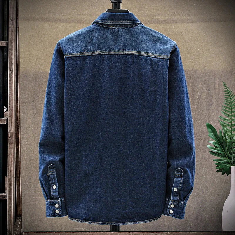 Chemises en jean de haute qualité pour hommes, nouveau style d'automne 2024, mode décontractée à manches longues, chemise en jean de couleur unie, taille M-XXXL