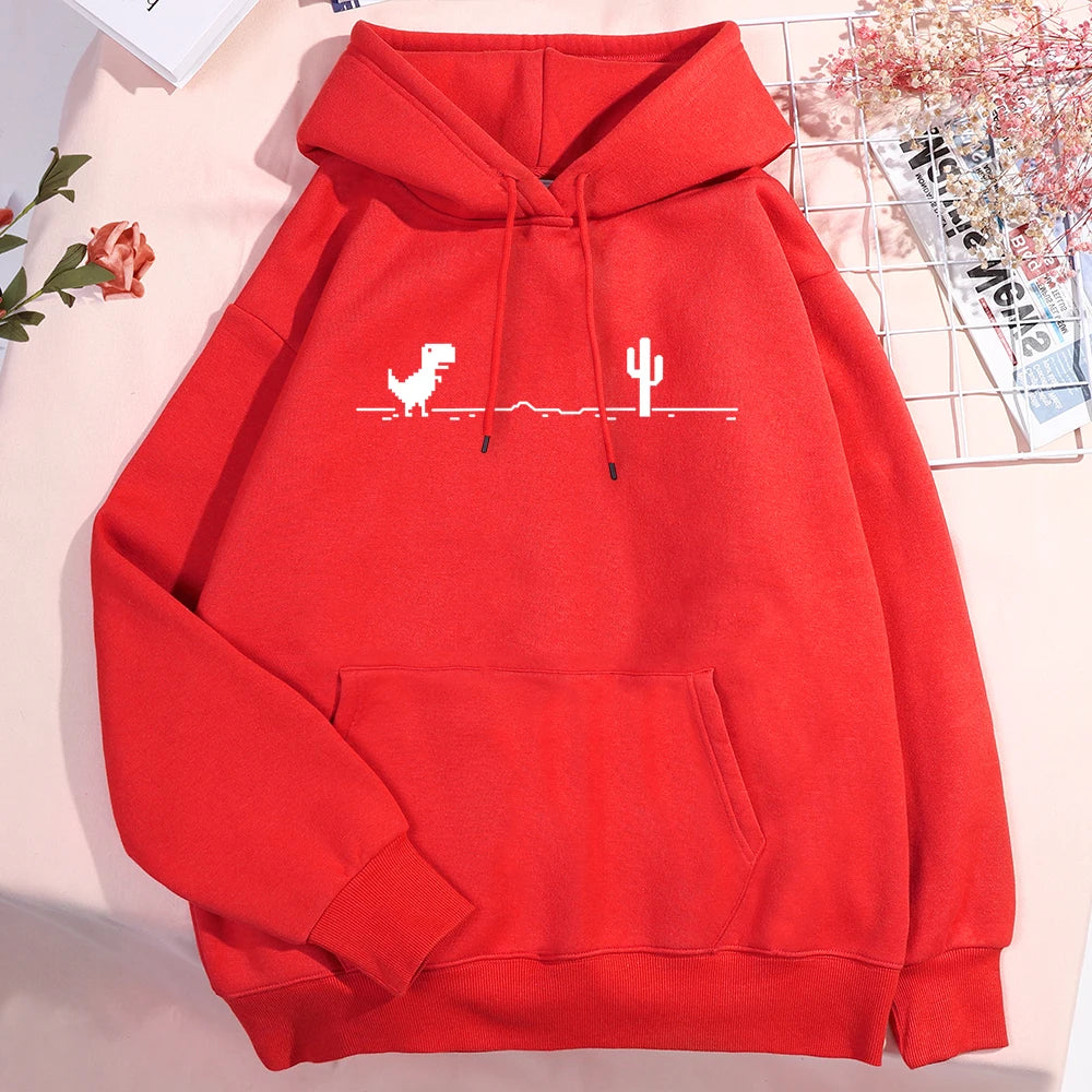 Sweat à capuche pour homme et femme, motif petit dinosaure, dysfonctionnement du réseau, nouveau, épais, mignon, avec poche, automne, chaud, col rond