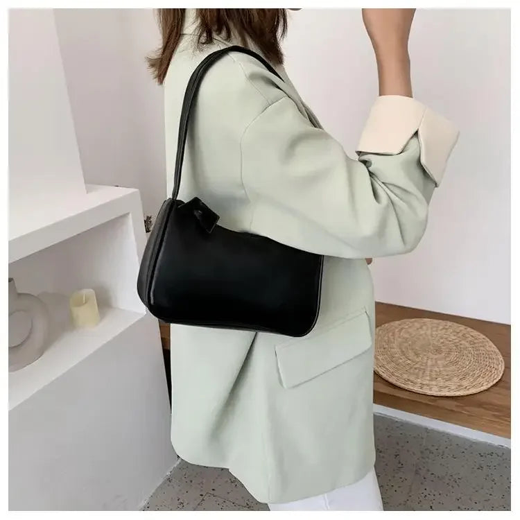 Women Handle Bag Retro Handbag PU Leather Shoulder Totes Underarm Vintage Top Handle Bag Female Small Subaxillary Bag New