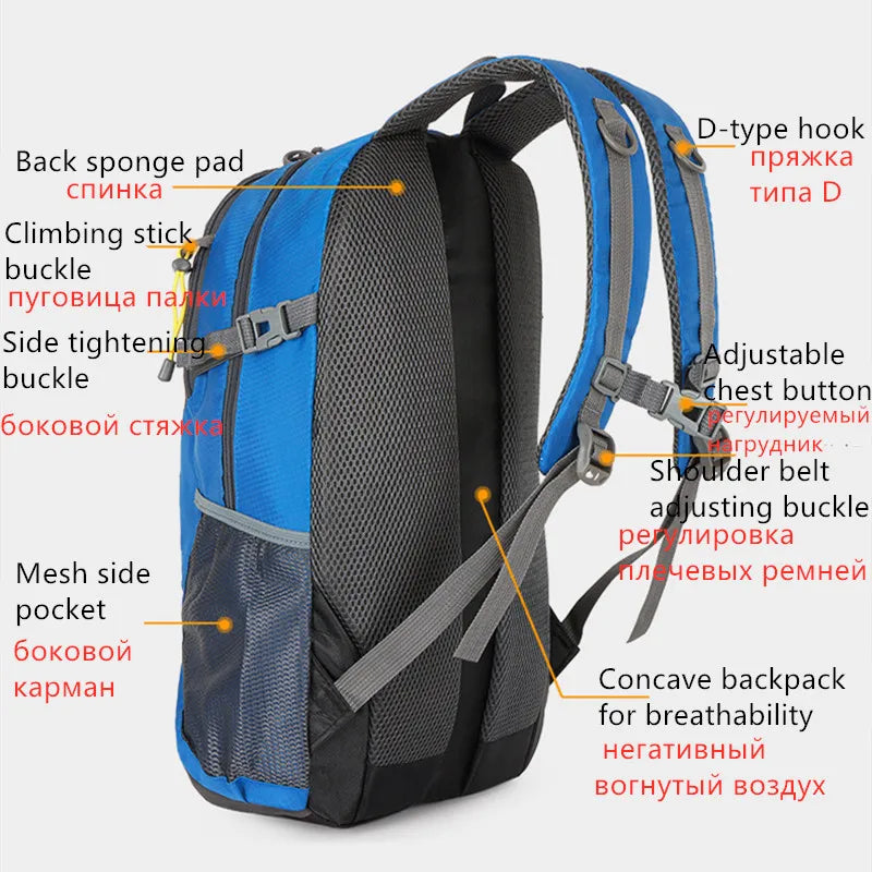 2024 New Outdoor Backpack Hiking Sports Mountaineering Riding Backpack 40L Waterproof Backpack Leisure Travel Backpack