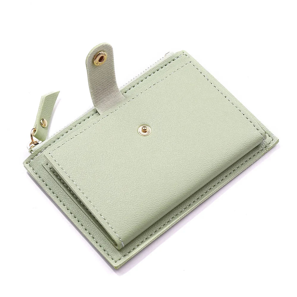 Women Fashion Small Wallet Purse Solid Color PU Leather Mini Coin Purse Wallet Credit Card Holder Bags Zipper Coin Purse