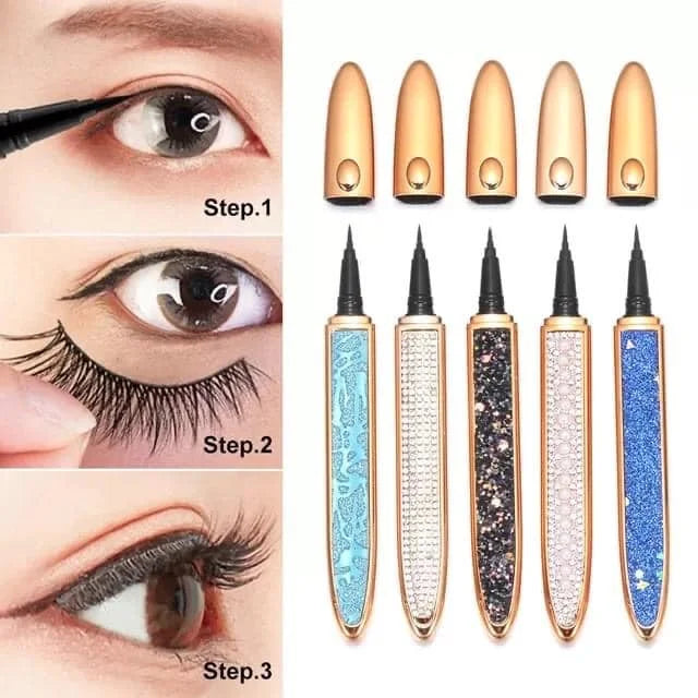 Crayon Eyeliner Auto-Adhésif Longue Durée Sans Colle Non Magnétique Séchage Rapide Cils Collants Eye Liner Stylo 2 en 1