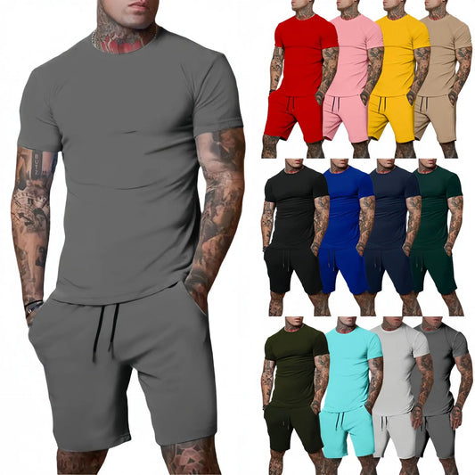 Ensemble deux pièces de sport pour homme, T-shirt à manches courtes + short de sport, séchage rapide, respirant, cool, tenue de gym, nouvelle collection été