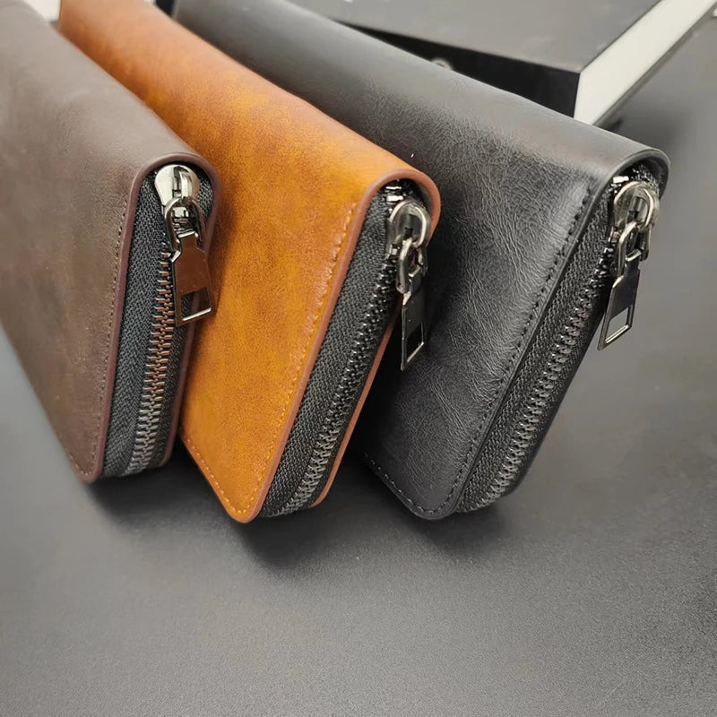 High Quality Men Wallet Long Style Credit Card Holder Male Phone Purse Zipper Large Capacity Brand PU Leather Clutch Bag For Men