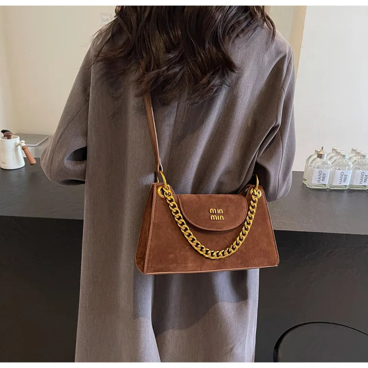 Metal Letter Designer Brand Handbags Top Handle Luxury Shoulder Bags Solid Color Elegant Crossbody Bags Fashion Bags For Women