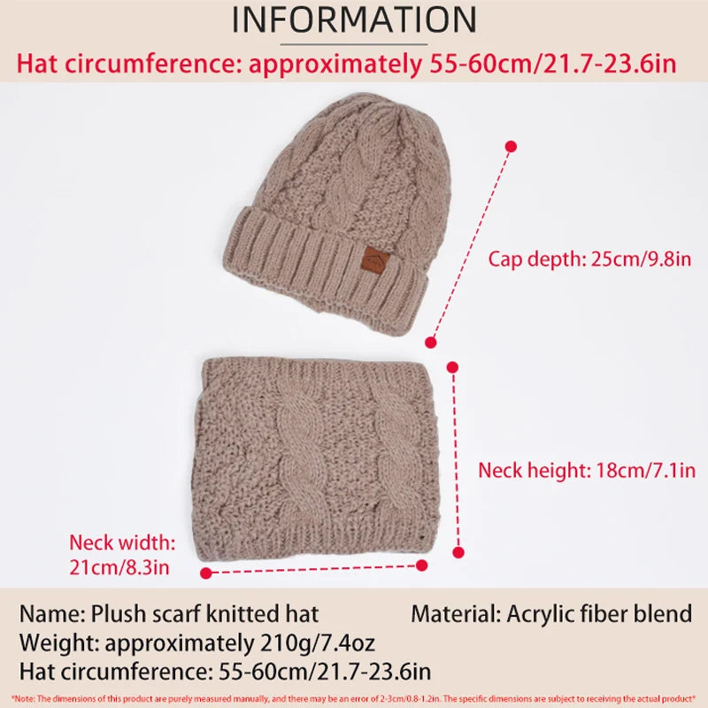 Xinbaoguan 60% acrylic 8395 winter hat scarf set for women, cold resistant and warm knitted hat, ear protection sleeve, yarn cap