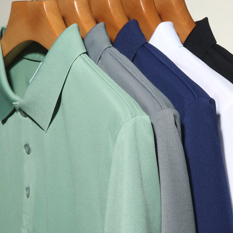 Polo à manches courtes pour homme, haut d'été confortable et respirant, couleur unie