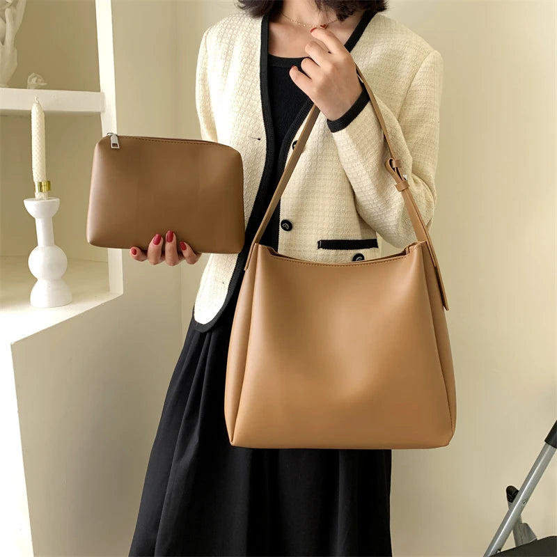 LEFTSIDE Fashion Leather Tote Bag For Women 2023 Tend Female Simple Large High Capacity Shoulder Side Bag Handbags And Purses