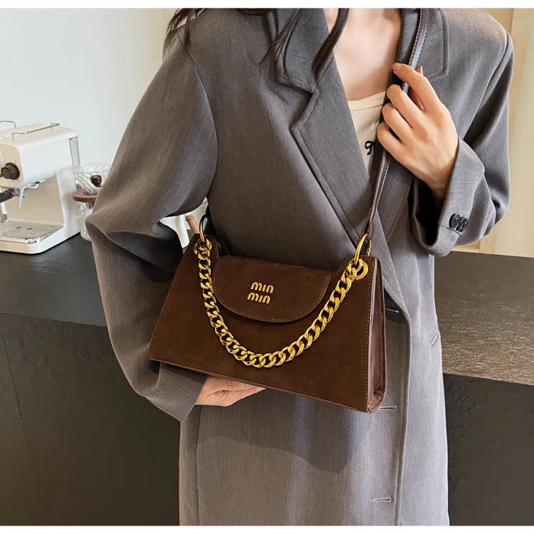 Metal Letter Designer Brand Handbags Top Handle Luxury Shoulder Bags Solid Color Elegant Crossbody Bags Fashion Bags For Women