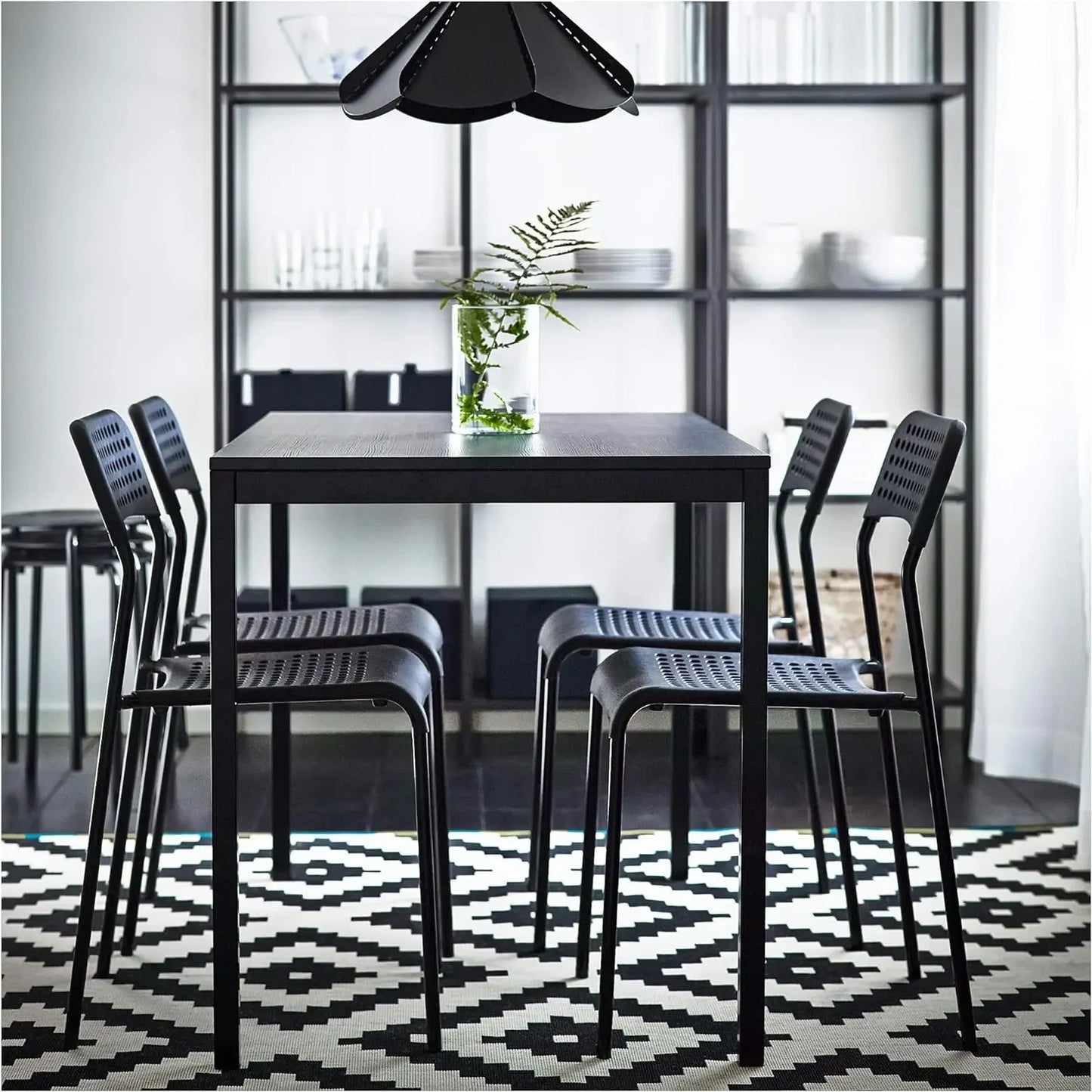 dining table 110*70 set with 4 chairs  in Melamine with metal legs in powder coated, simplicity dining room set