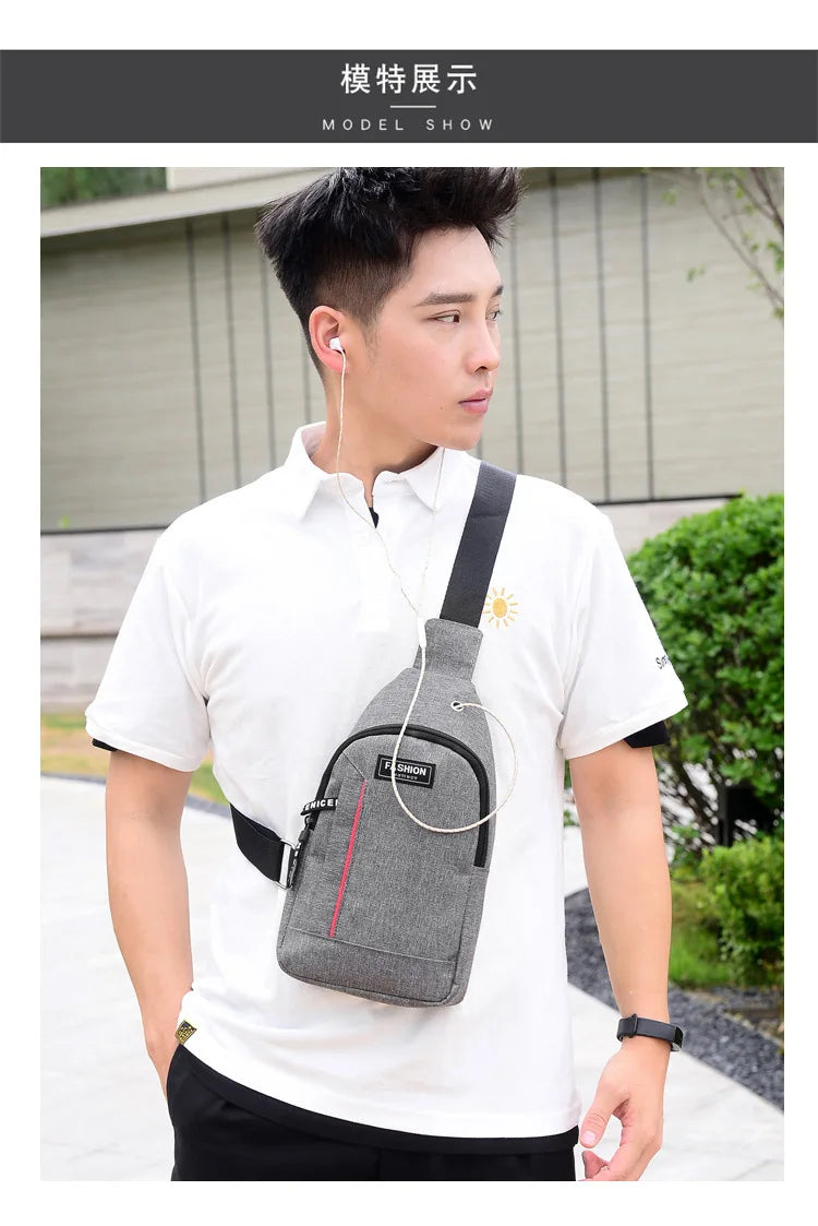 Men Fashion Multifunction Shoulder Bag Crossbody Bag On Shoulder Travel Sling Bag Pack Messenger Pack Chest Bag For Male