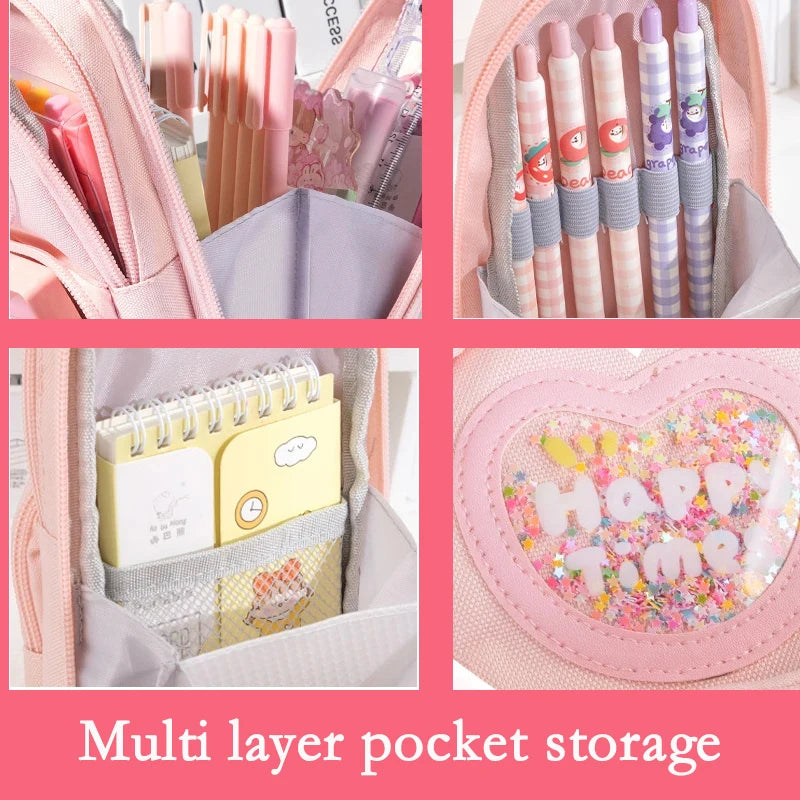 1pcs Kawaii Pencil Cases Large Capacity Canvas Pencil Bag Pouch Holder Box for Girls Student Stationery School Supplies