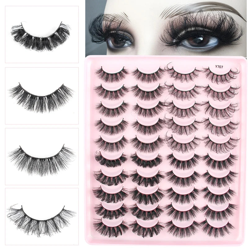 SHIDISHANGPIN 3/10/20 paires de faux cils en vison dramatiques en désordre 3D boucles russes D Cosplay faux cils maquillage