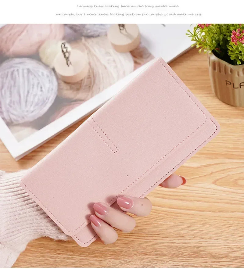 PU Leather Long Women Thin Wallets Large Capacity Female Coin Purses Hasp Clutch ID Credit Multi-Card Holder Money Bag Clip