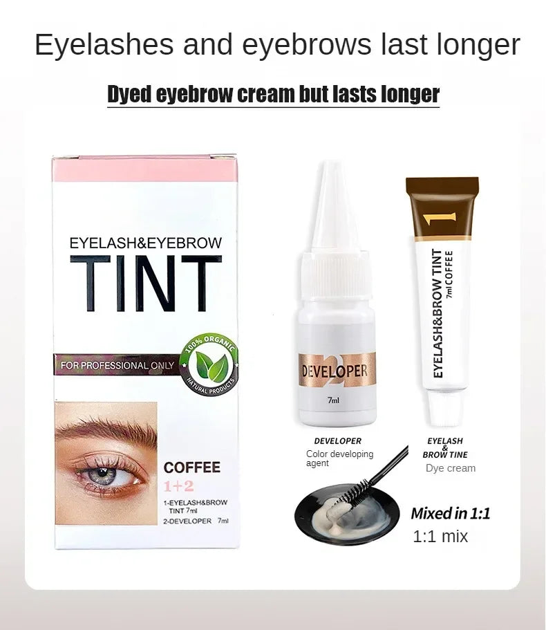 Eyelashes and Eyebrow Tint Dye Professional Eyebrow Dye Waterproof Long-lasting Eyebrow Brow Kit Semi Permanent Brow Lift