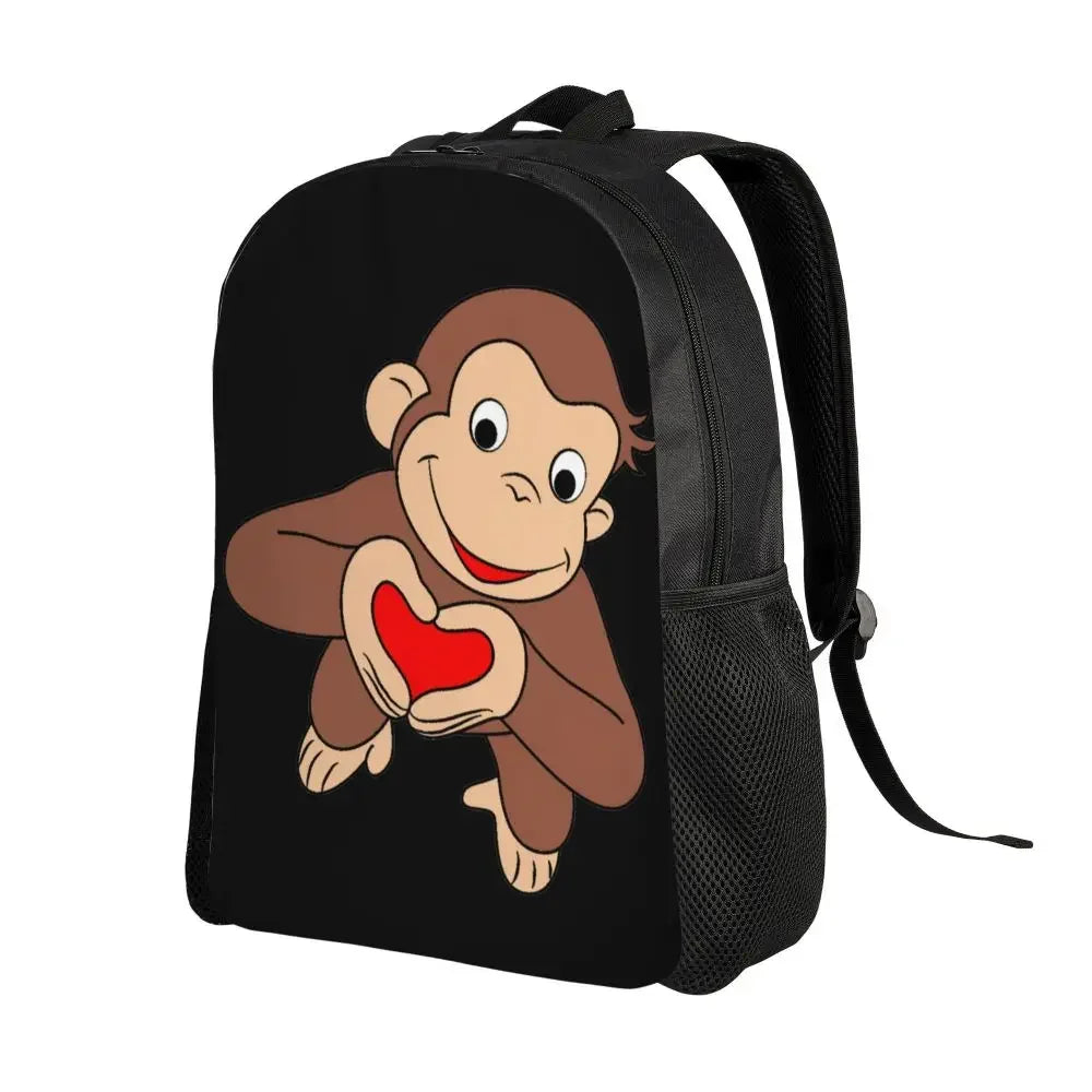 Customized Curious George Backpacks Women Men Casual Bookbag for School College Monkey Bags