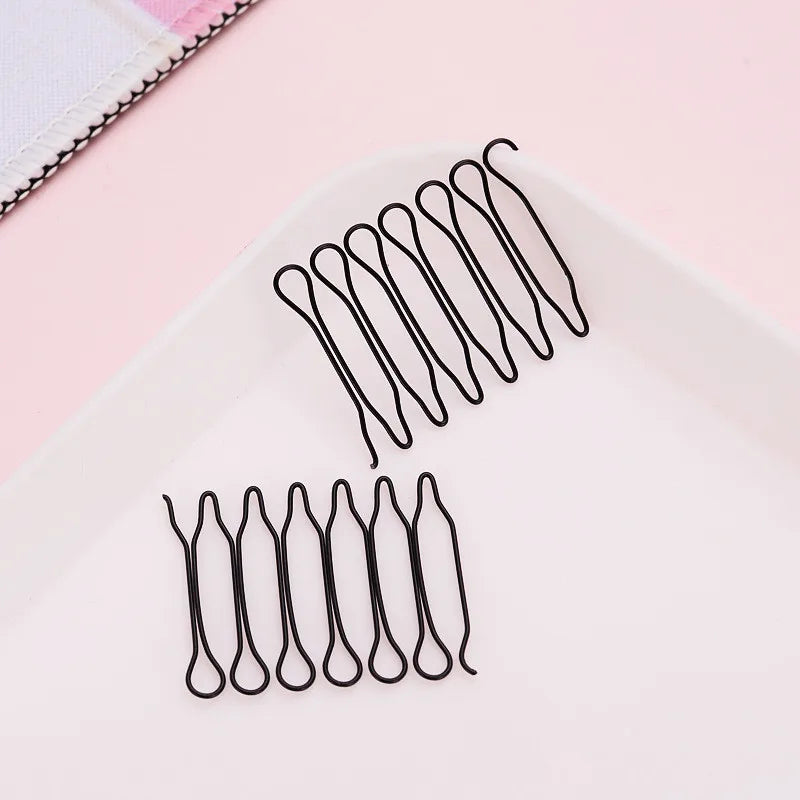 4Pcs Invisible Broken Hair Hairpin Adult Tiara Tools Curve Needle Bangs Black Fixed Insert Comb Professional Styling Accessories