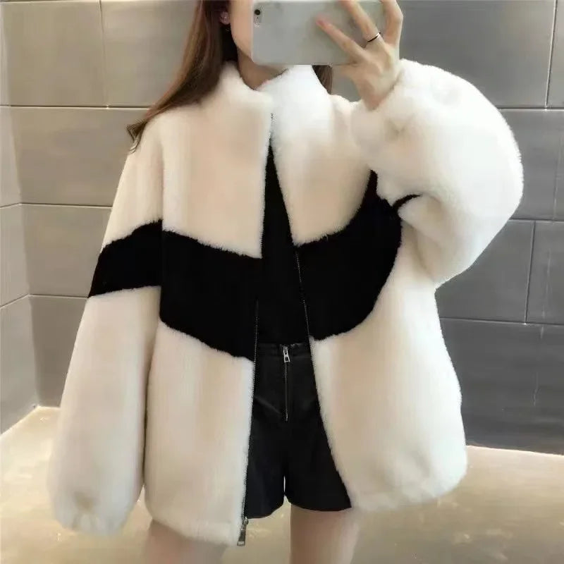 2024 Spring New Women's Thickened Stylish Double-sided Fleece Zipper Jacket Integrated Sweatshirt Long Hair Velvet Hoodies