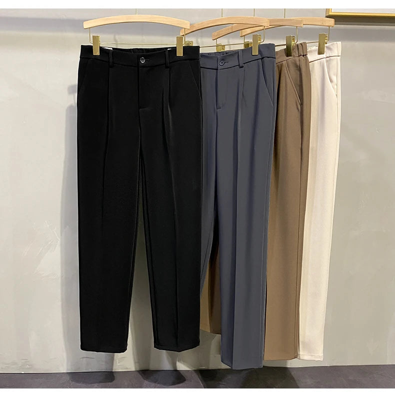 Dress Pants Men Korean Fashion Pleated Pants Chino Pants Men Clothing 2024 Lightweight Cool Trousers