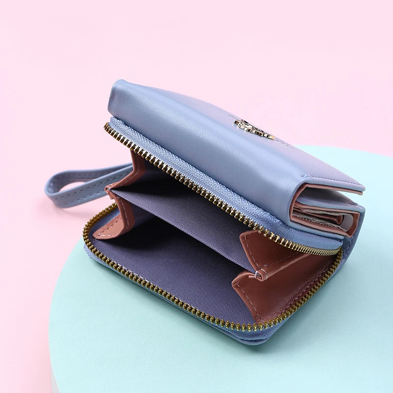 Luxury Brand Women's Small Wallet Female Card Holder Short Wallets with Coin Purse for Woman Ladies PU Leather Hasp Mini Clutch