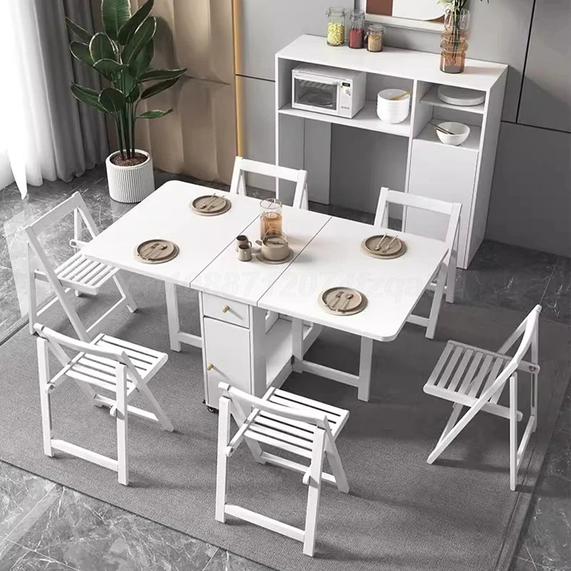 Folding Dining table Movable Table Set Dining Tables With 4 Chairs Dining Room Furniture Small Apartment Living Room Table