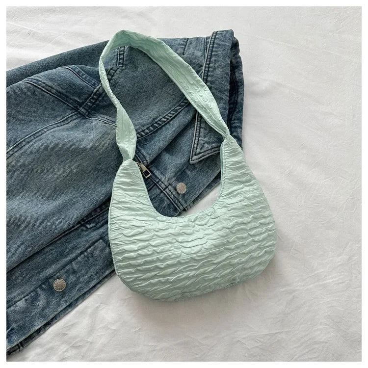 2023 Korean Version Soft Women Shoulder Bag Casual Simple Handbags Designer Artistic Style Underarm Bag Sweet Dumplings Bag