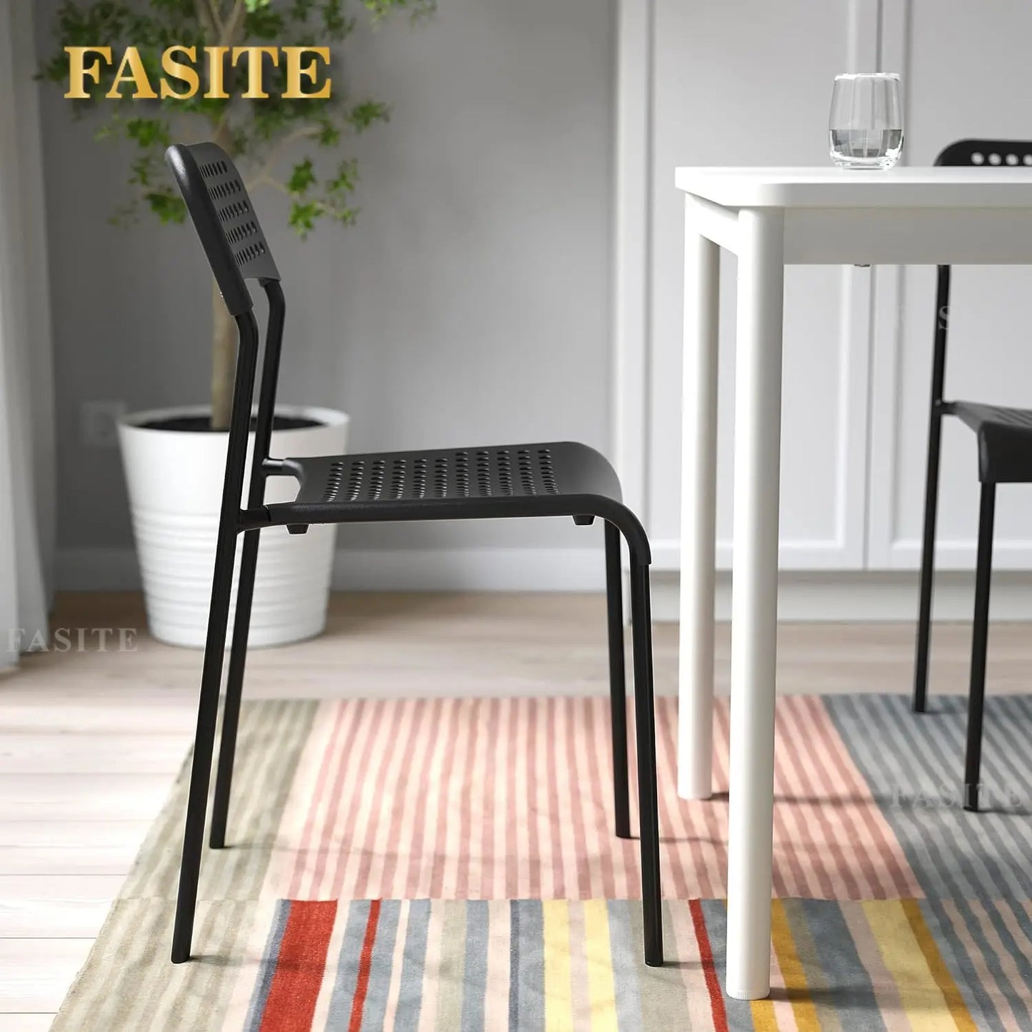 dining table 110*70 set with 4 chairs MDF inmetal legs in powder coated, simplicity dining room set