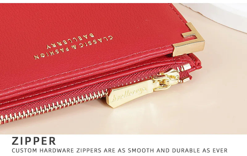 PU Leather Short Wallets for Women Small Card Holder Bag Portable Short Zipper Money Coin Purse Red Off-white Women Mini Wallet