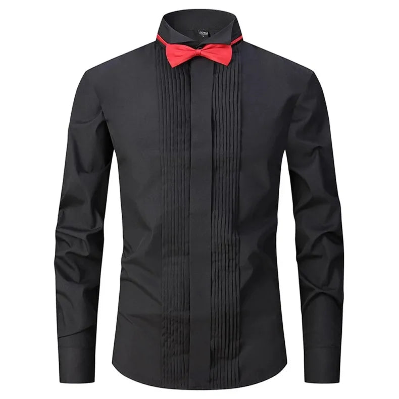 Chemise habillée à poignets français pour homme M~6XL, blanche, à manches longues, chemises sociales pour hommes, coupe régulière, pour fête, dîner, mariage, boutons de manchette, chemise formelle