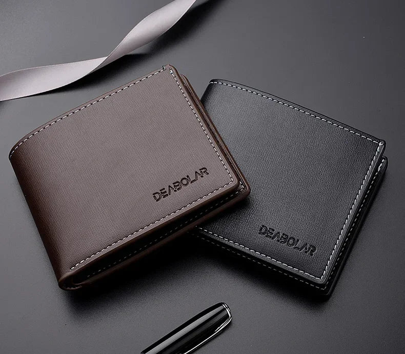 New Pu Leather Men Short Wallet Thin Style Folding Young Men Credit Card Holder Wallet Men Multi-slot Newly Designed Purses