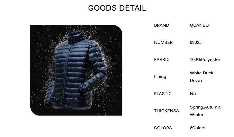 Men's Lightweight Water-Resistant Packable Puffer Jacket 2023 New Arrivals Autumn Winter Male Fashion Stand Collar Down Coats