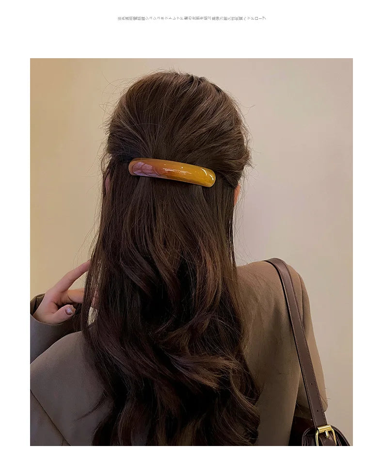 Pince à cheveux chic de haute qualité, pince à ressort pour fille, grande épingle à cheveux française, couvre-chef, épingle à cheveux en arc elliptique brillant, accessoires pour cheveux