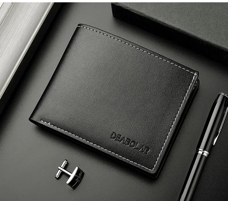 New Pu Leather Men Short Wallet Thin Style Folding Young Men Credit Card Holder Wallet Men Multi-slot Newly Designed Purses