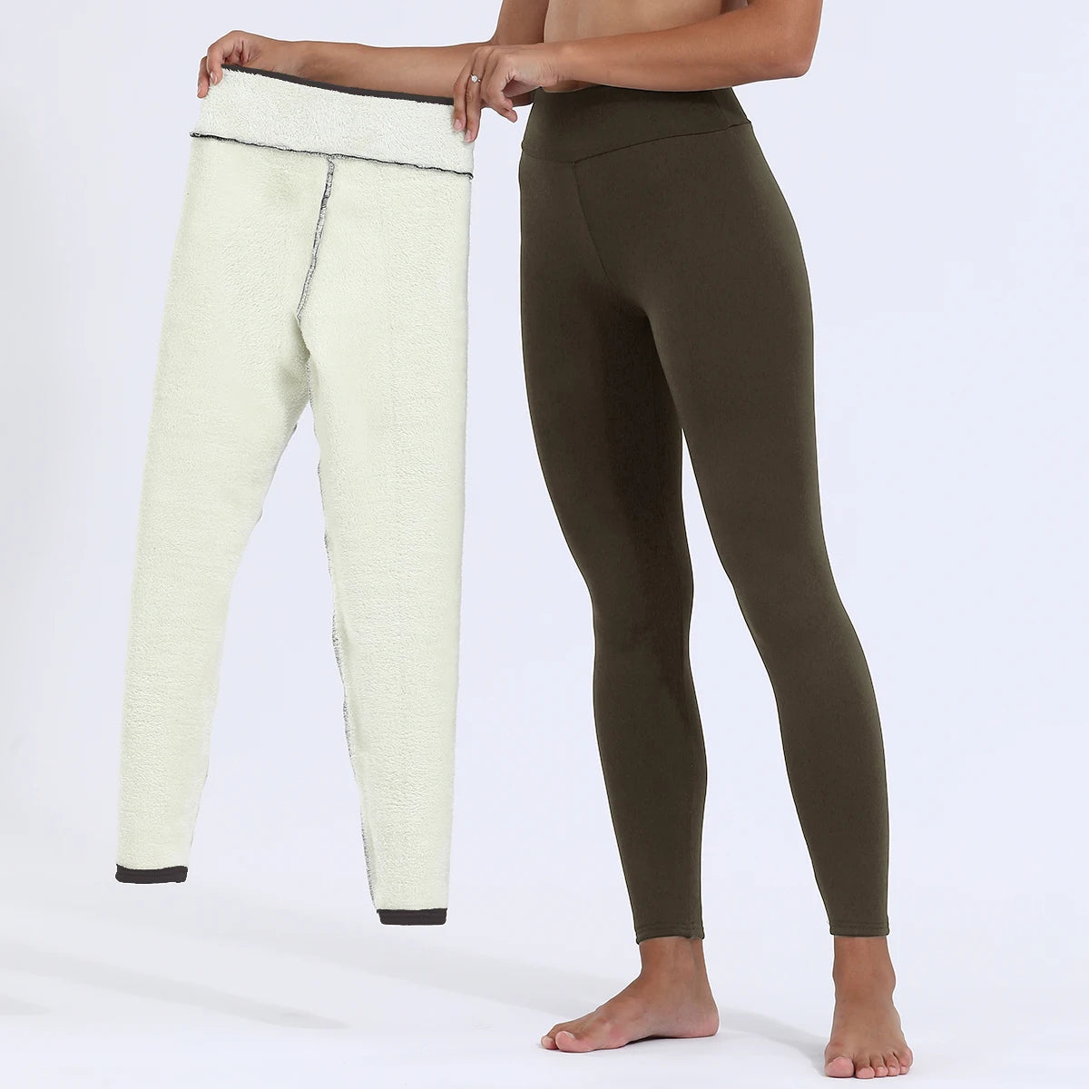 Leggings d'hiver en velours pour femmes, pantalon épais de couleur unie, chaud, taille haute, couleur unie, leggings classiques décontractés pour l'extérieur