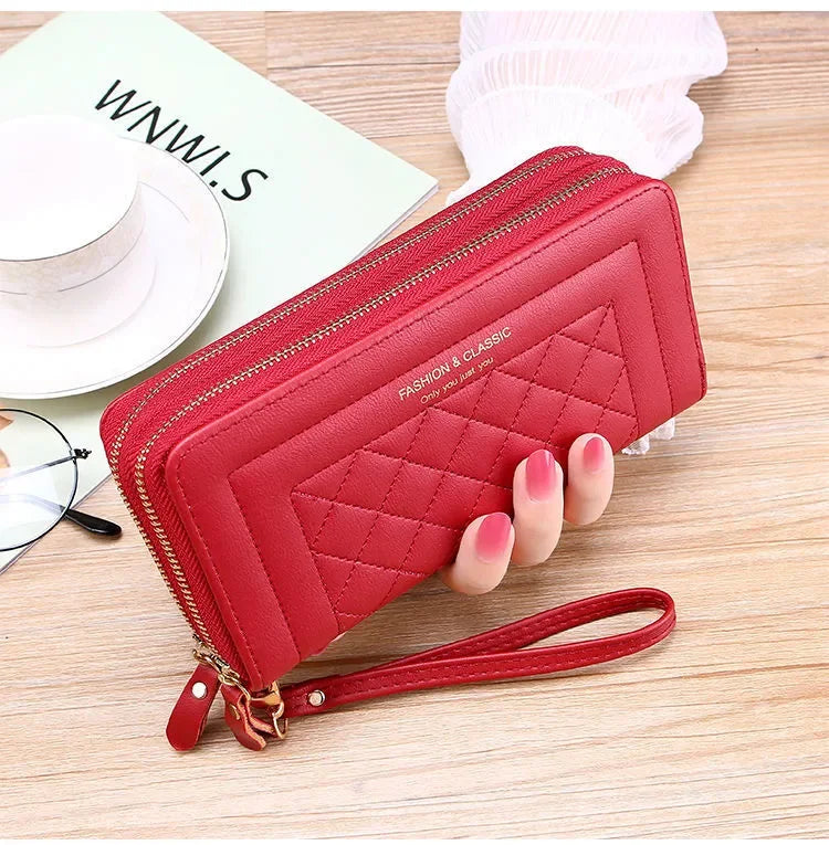 Long Wallet for Women Female Tassel Coin Purse Card Holder Wallets Double Zipper PU Leather Clutch Bags Luxury Money Phone Bag