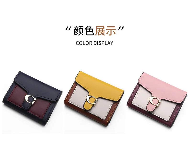 PU Leather Women Wallet Fashion Multi-card Three-fold Money Clip C Letter Coin Purses Women