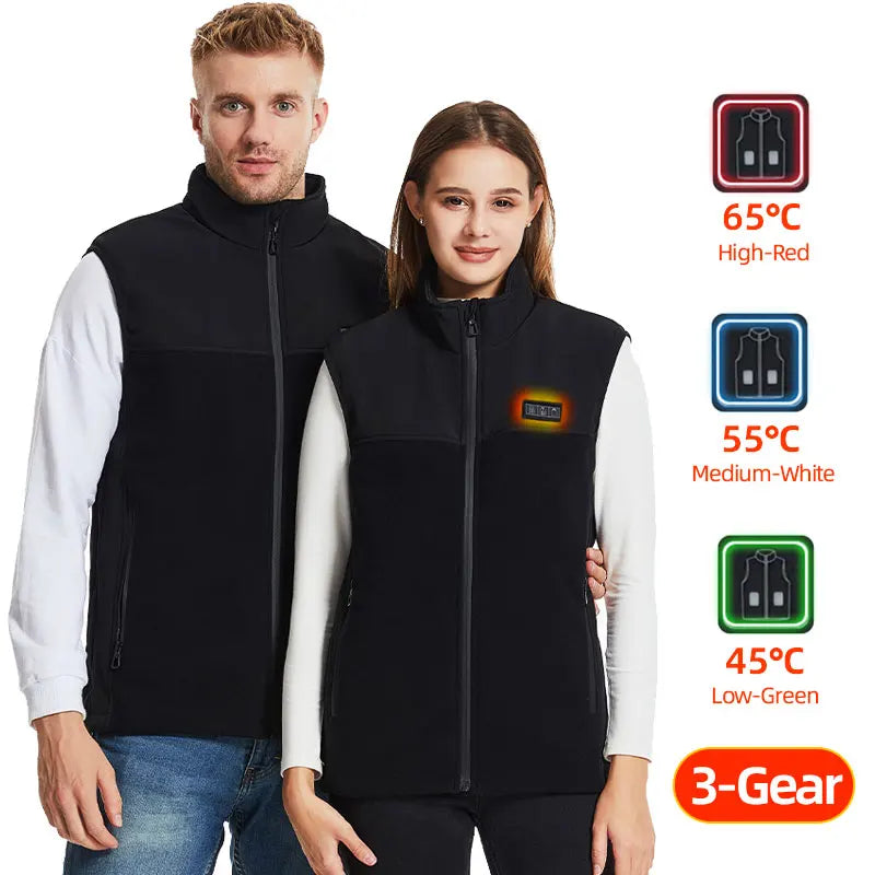 Fleece Heated Vest Men Usb Rechargeable Electric Self Heating Vest Women Warming Heated Jacket Outdoor Hunting Heating Clothing