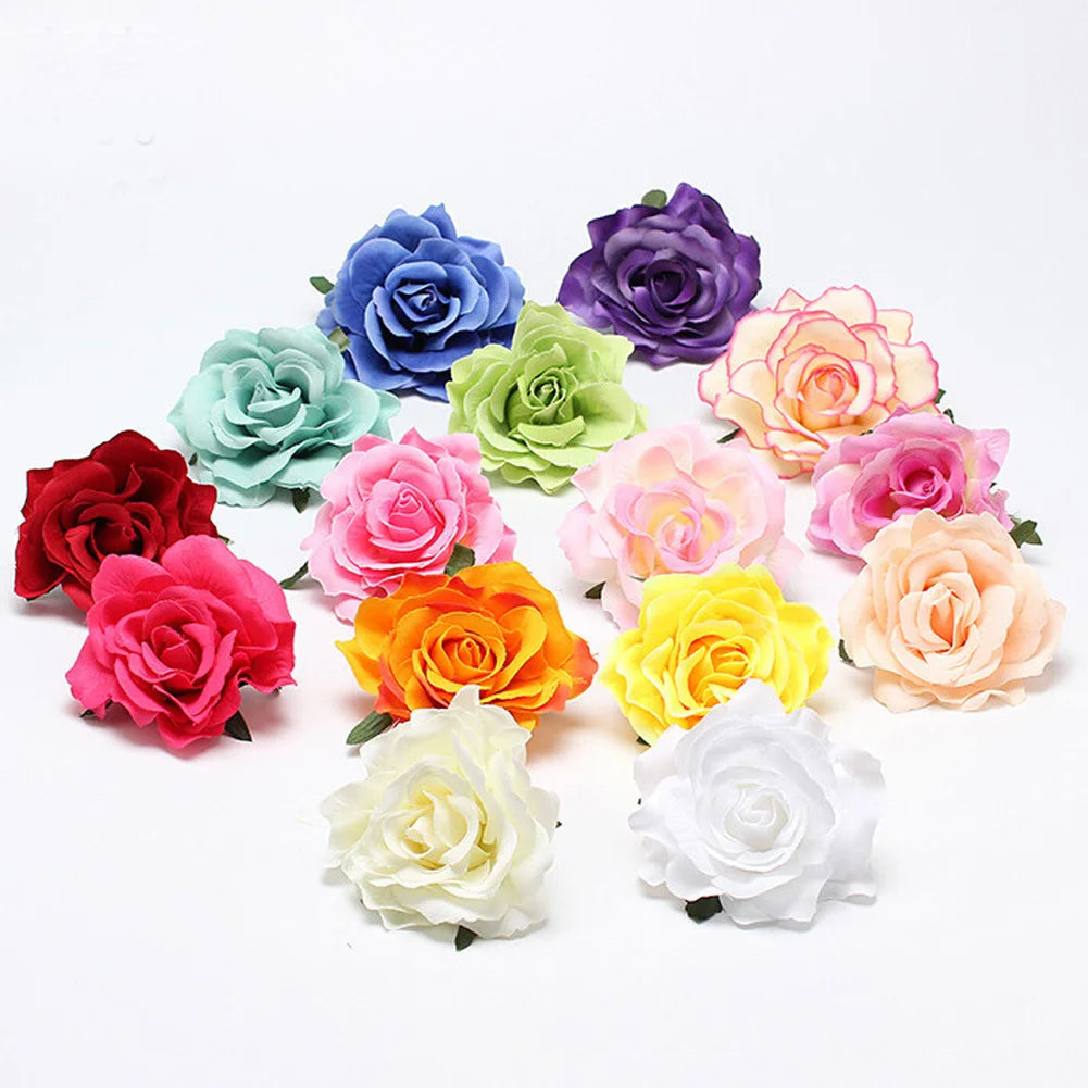 Flamenco Flowers For Hair DIY Headdress For Bridal Flocking Cloth Red Rose Flower Hairpin Hair Clip Party Hair Accessories