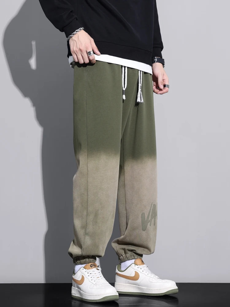 Big Size Men's Jogger Sweatpants 8XL 7XL 6XL Sportswear Gradient Color Baggy Pants Wash Cotton Casual Loose Track Trousers Male