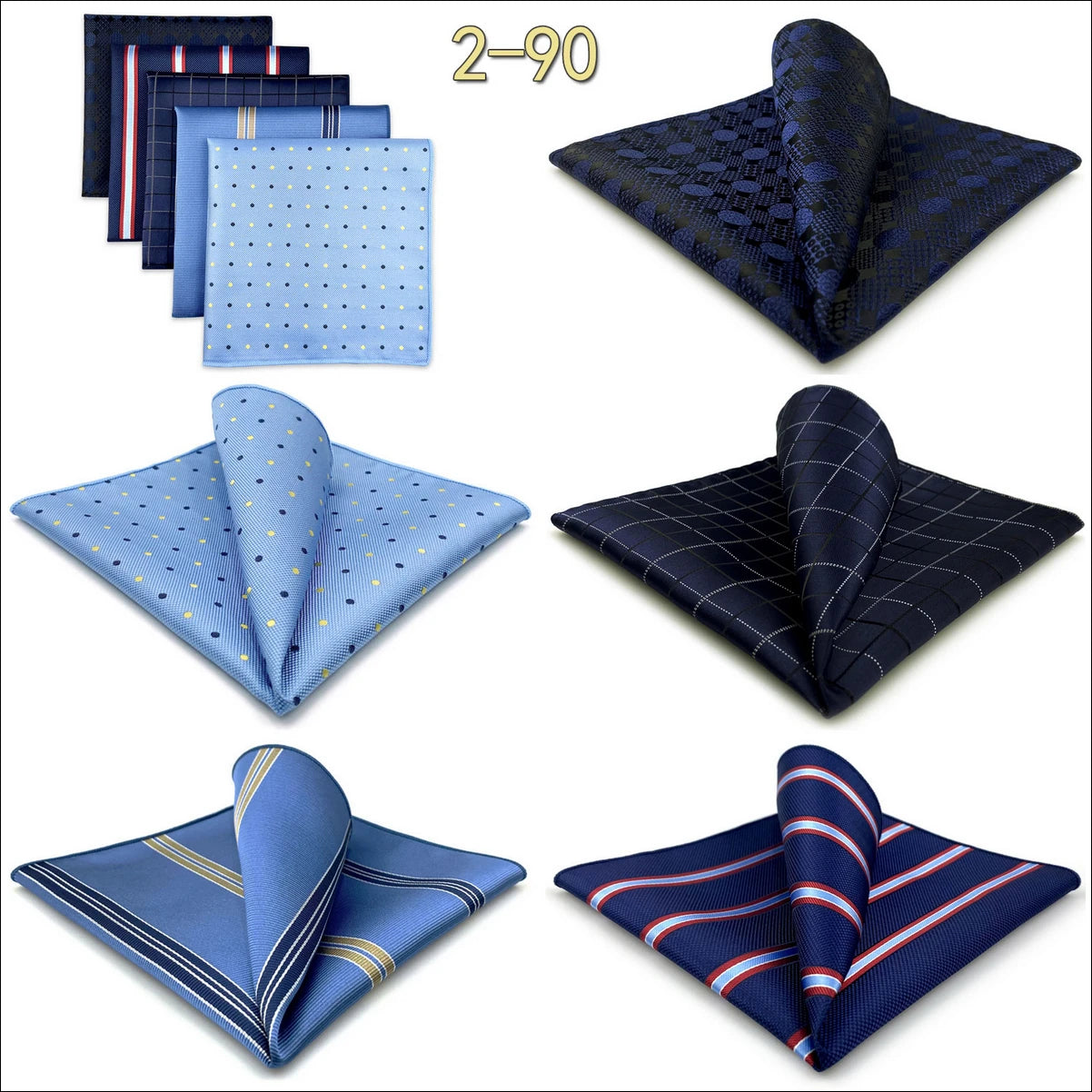 5 Pieces Mens Pocket Squares Wedding Handkerchiefs Set Fashion Formal Bundle Luxury Unique