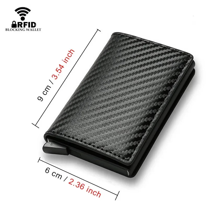 Carbon Fiber Slim Aluminum Men Wallet ID Credit Card Holder Mini RFID Wallet Automatic Pop Up Bank Card Case Black Wallet Purses