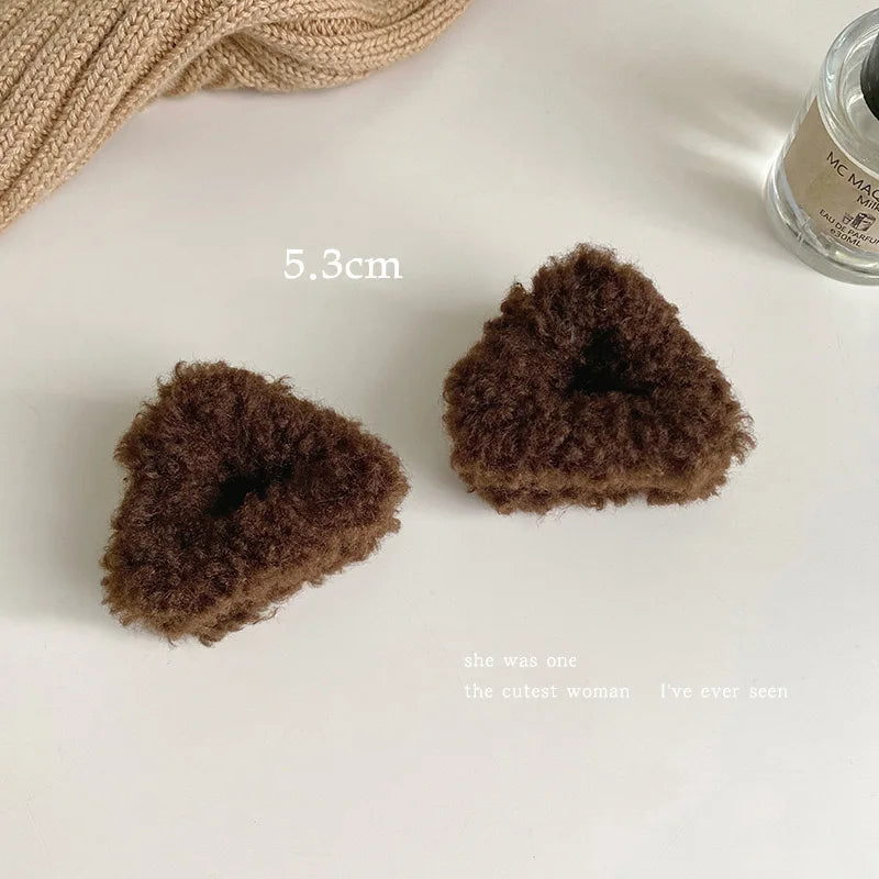 Plush Cat Ears Hair Clips For Women Girls Lamb Cashmere Hairpin Forehead Bangs Clip Fluffy Children New Winter Hair Accessories