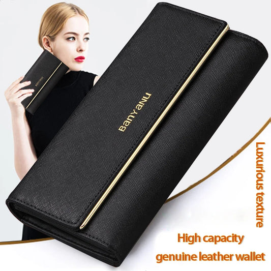 New Large-Capacity Genuine Leather Wallet For Women Long Multi-Functional Card Holder Fashionable Clutch Luxury Design