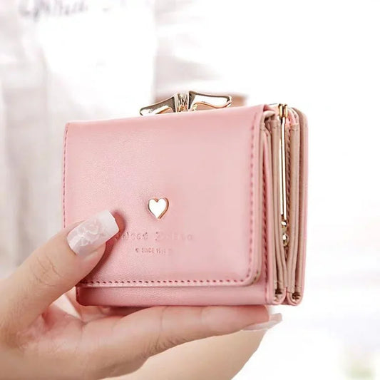 New Fashion Purse Female Short Version of Students Fresh Folding Mini Metal Wallet Cute Purse Lady Coin Purse for Female Lovely