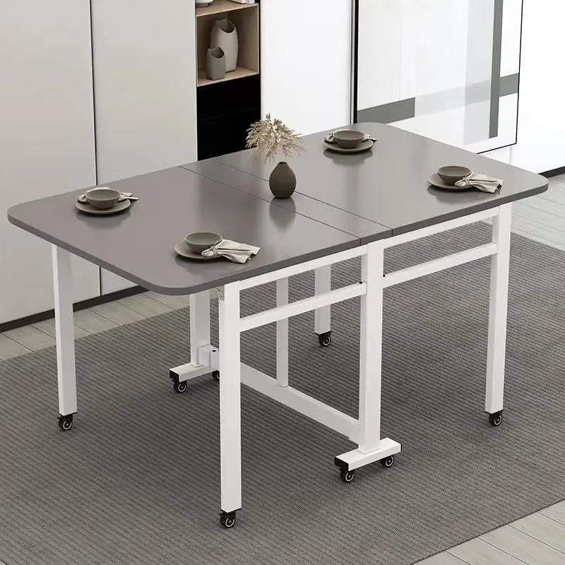 Folding Table, Solid Wood, Ultra-thin, Small Household Type, Installation Free, Simple Dining Table, Retractable, Mobile, Multi